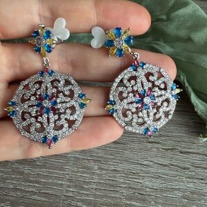 Colorful Flower Round Drop Earrings